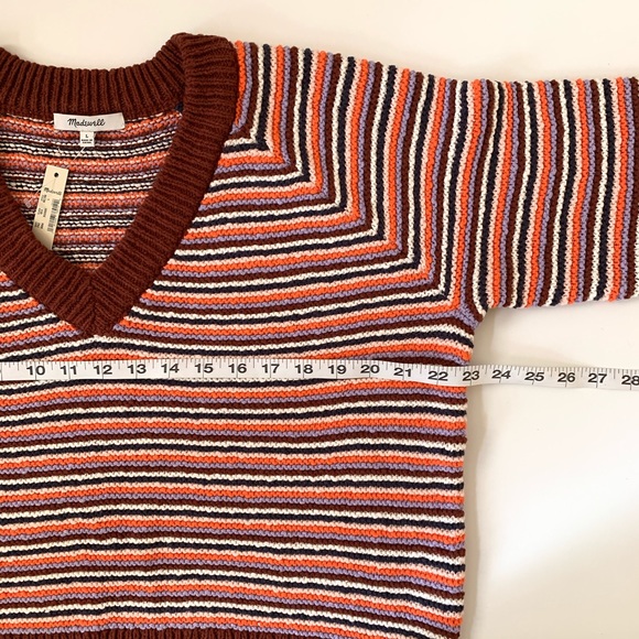 NWT Madewell Arden Striped V-Neck Pullover Sweater - Picture 9 of 11